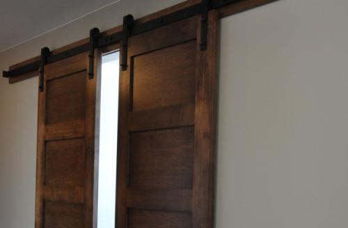 Sliding barn doors inside of home
